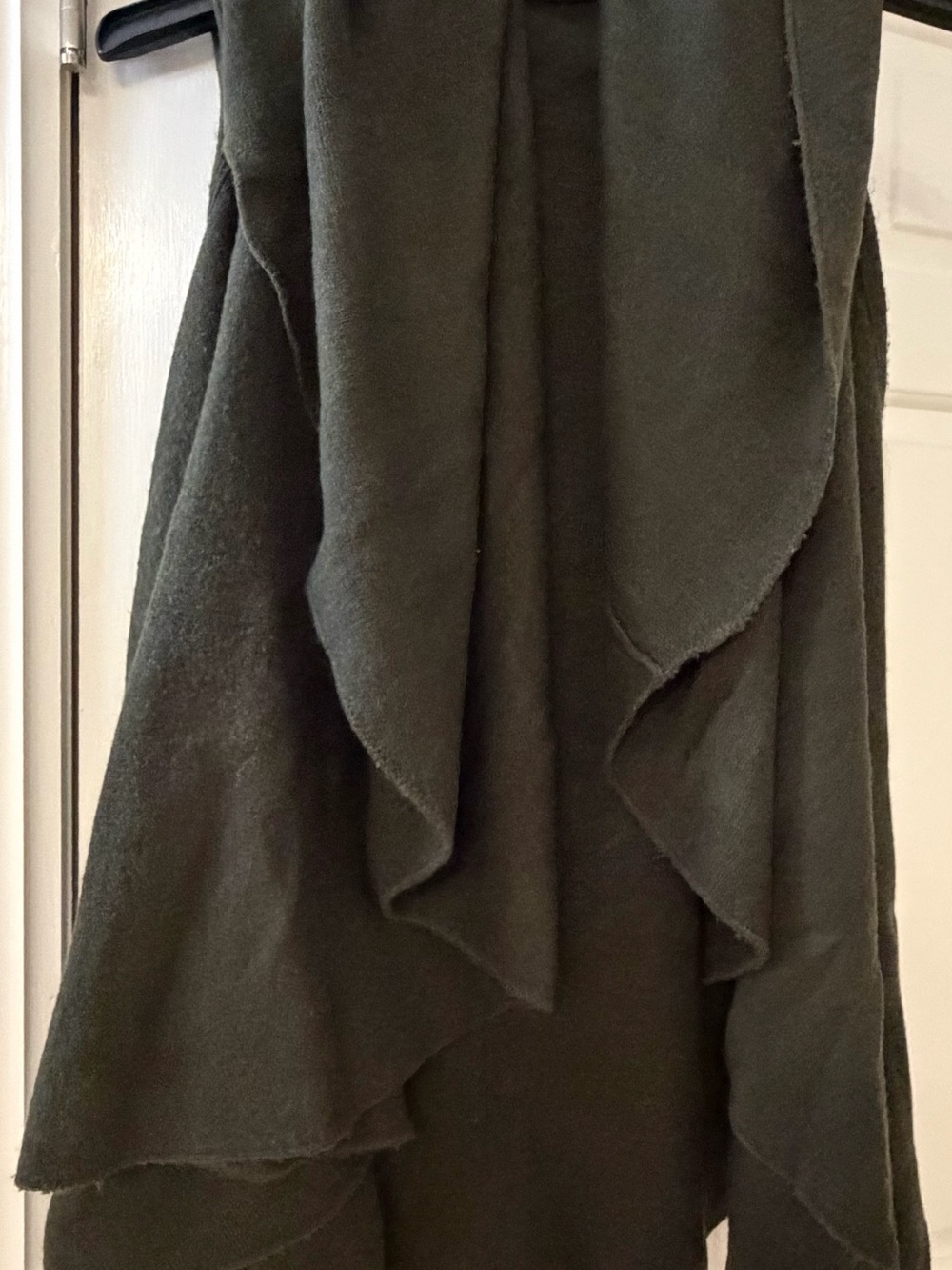 Lou Lou Olive Green Draped Open-Front Cape Vest